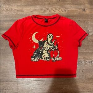 SHEIN Red Halloween Graphic Crop Top